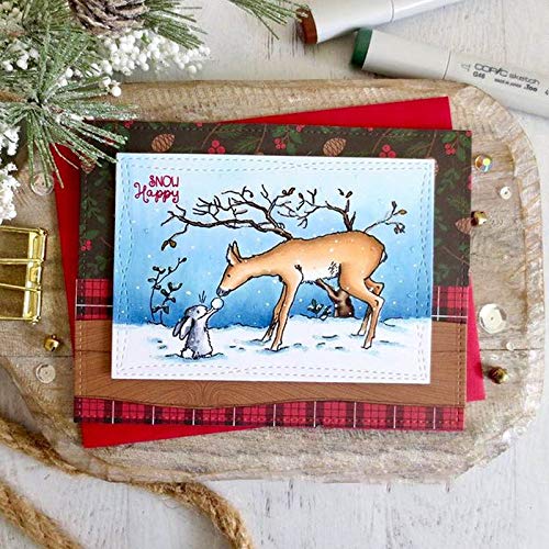 Fustelle E Timbri Per Scrapbooking Natale | Coniglietto Palla Di Neve | Set Per Biglietti Fai Da Te E Decorazioni In Acciaio E Silicone - 3