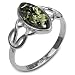 Green Amber Sterling Silver Celtic Thin Ring Sizes 5,6,7,8,9,10,11,12