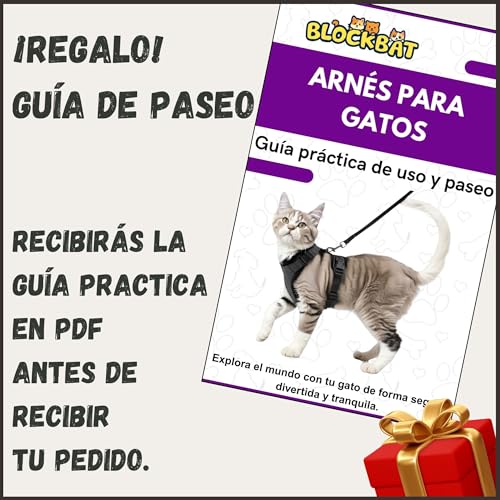 Miniatura 7 de Blockbat Arnes Para Gatos, Con Correa De 150cm, Antiescape, Cómodo Y Reflectante, Fabricado En Malla Transpirable Suave, Arnes Gato, Gatos Accesorios, Arnes Gato Pequeño. S, Negro