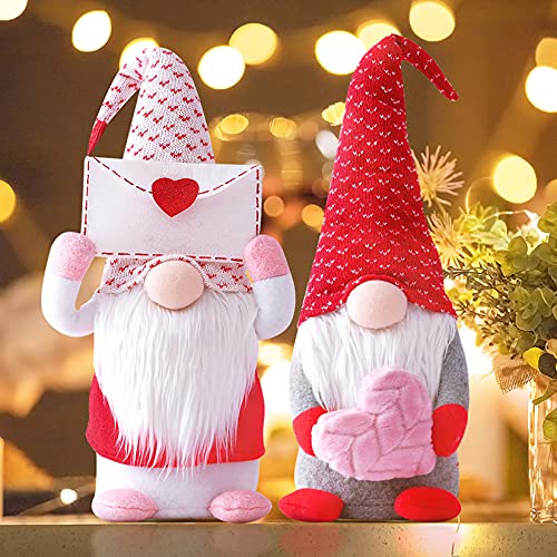 ZWPY Entzückende Santa GNOME Plüschpuppe, 2er Pack Umschlag Liebe Valentinstag Puppe Hut Elf Stoffpuppen Handgefertigte Plüschpuppe Tischdekoration Schaufenster, Weihnachten oder Geburtstagsgeschenk Cover