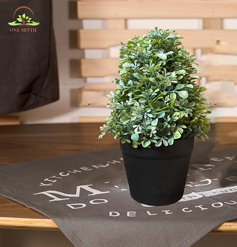 Image of Artificial Realistic Round Leaves Bonsai Potted Plant for Home Office Kitchen Living Room Hotel Restorent Table Corner Center Piece | Natural Look | Show Piece | 36 cm