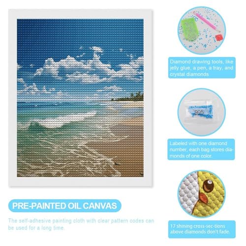 Kit de pintura de diamantes 5D grande KOAYUBFC para adultos principiantes diseño playa 3