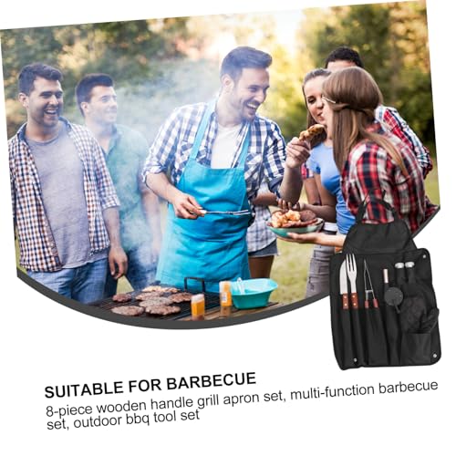 Set de 8 piezas para barbacoa de acero inoxidable con mango de madera miniatura 3