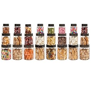 Cello Diamond Plastic Kitchen Storage Containers with Air Tight Lids | 8pcs x 300ml Each | 8pcs x 650ml Each | 8pcs x 1200ml Each | Set of 24-Pieces, Clear