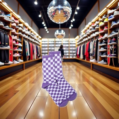 JJLFresheners Fashion Harajuku Trends Women Checkerboard Socks Geometric Checkered Socks Men Hip Hop Cotton Unisex Print Skateboard Soks Women's Athletic Socks2