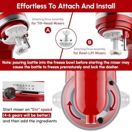 Ice Cream Maker Attachment for KitchenAid Stand Mixer | 2 Quart Ice Cream Bowl, Fits for KitchenAid 4.5 Qt & Larger Models - Homemade Ice Cream, Gelato & Sorbet, Ice Cream Machine by InnoMoon by InnoMoon - Used condition - Image 3