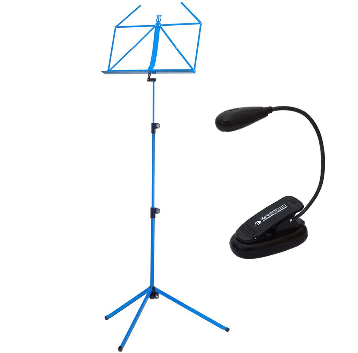 K&M 100/1 Pupitre de partition + lampe de pupitre 100/1 Blau + Leuchte bleu
