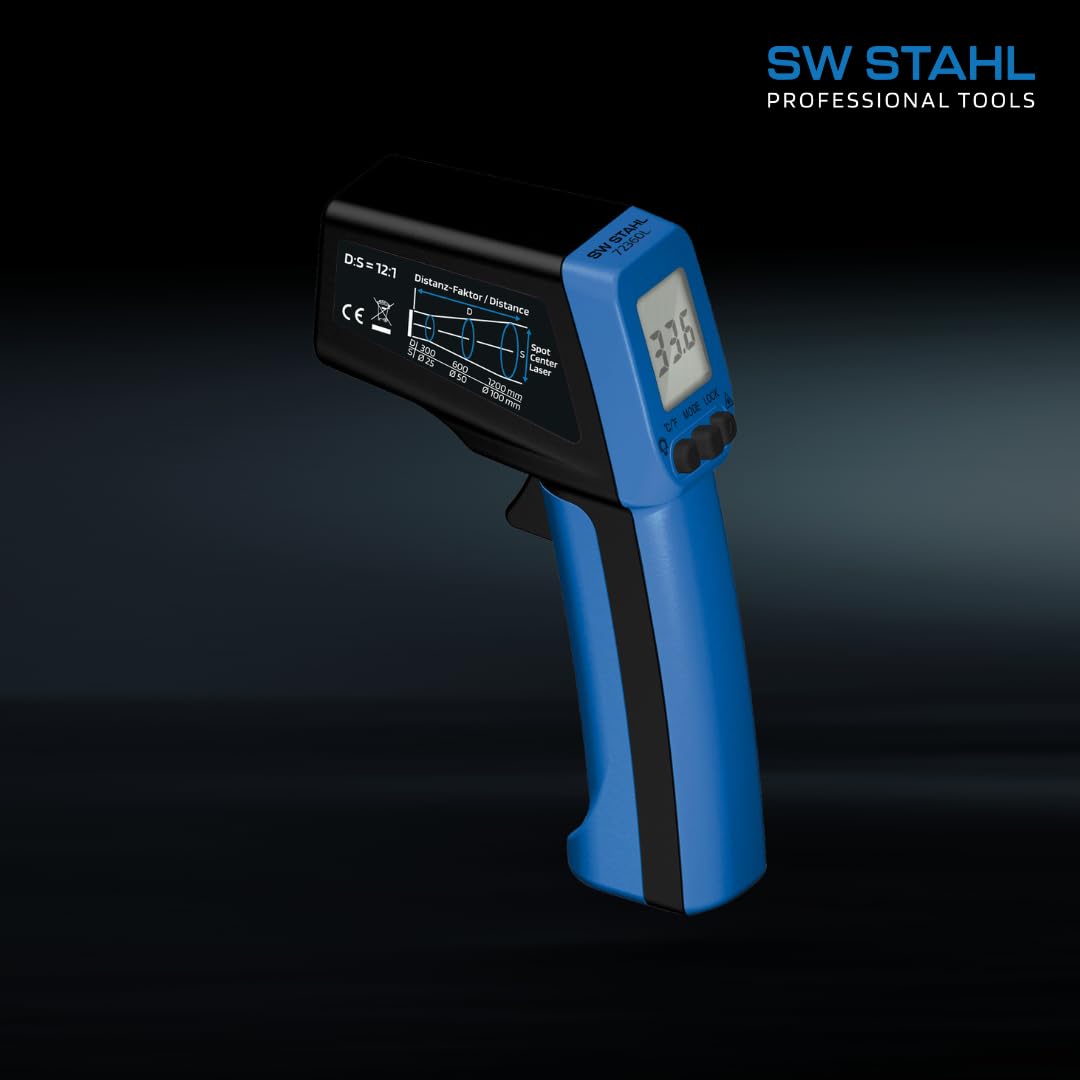 SW Stahl 72360L Termometro Infrarosso Digitale con Puntatore Laser | Misuratore di temperatura senza contatto da -50 a +550°C, display LCD retroilluminato e 2 batterie AAA incluse