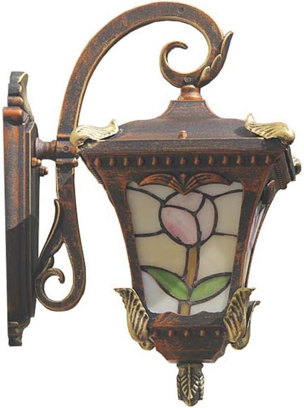 Lampe murale extérieure en vitrail méditerranéen et lanterne à suspension