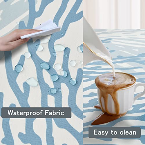 Nautical Coastal Tablecloth For Rectangle Table Beach Themed Starfish Coral Seashell Print Table Cloth Waterproof Durable Table Cover For Kitchen Dining Room Indoor/Outdoor Party 60 X 102 Inches, C3 #TOP3