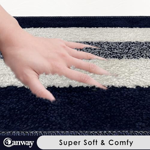 Image of CANWAY 1100 GSM Rectangular 2 Pieces|50 x 35 cm| Anti-Skid Microfiber Bathroom Door Mat, Water Absorbent Floor Mat|Blue