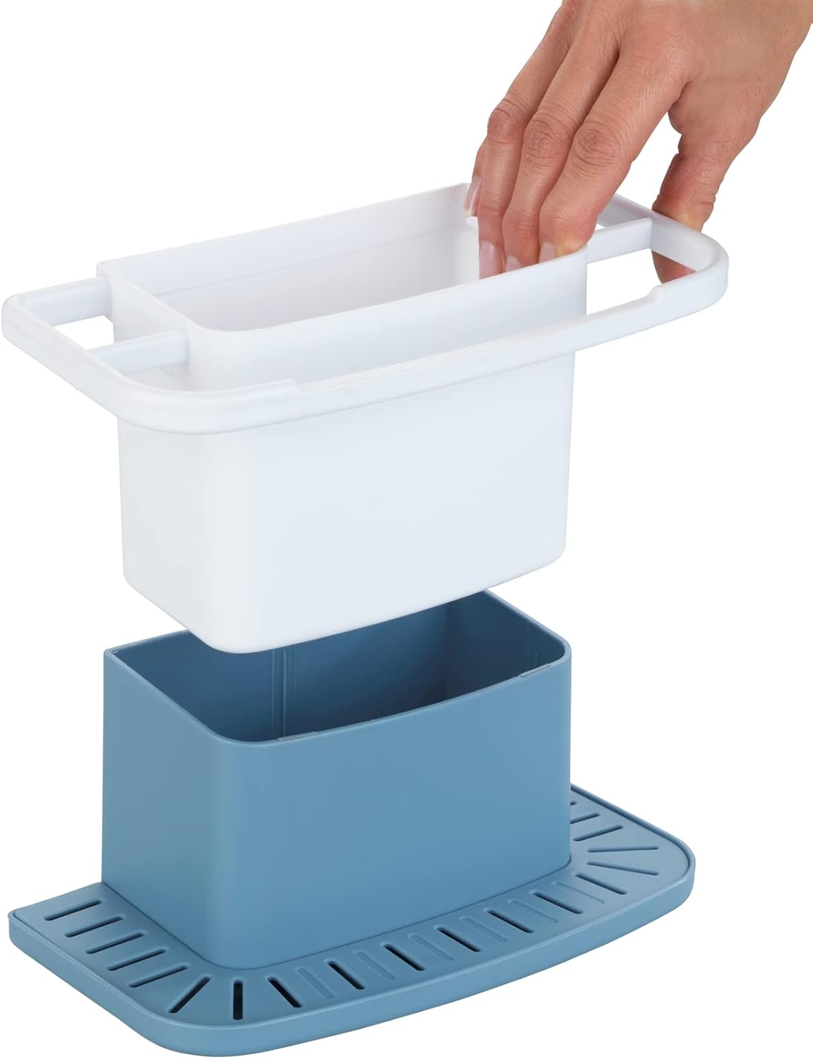 Wenko Cosmo Organiser Blue Sink Drainer Caddy, Polypropylene, (B x H x T) 21 x 11 x 11 cm