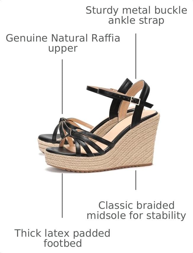 Image of VICKI.VICKI Wedges for Women Platform Sandals Wedge Heels for Sandals Comfortable Summer Espadrille Shoes Ankle Strap&Open Toe