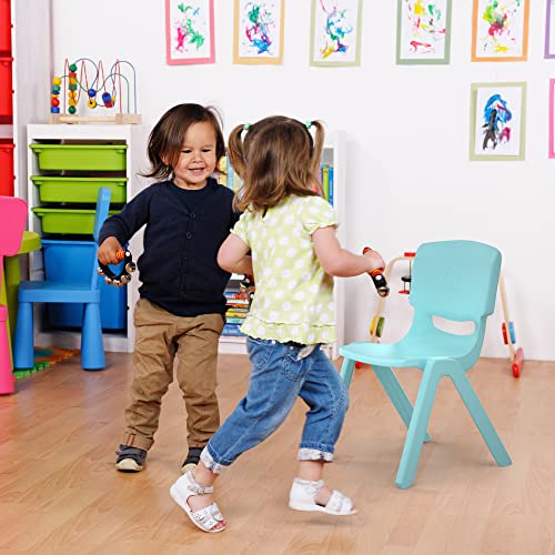 Jolitac 6er Stapelbar Stuhl Kinderstuhl mit Rückenlehne Plastik Garten Stühle Set für Indoor und Outdoor geeignet, bis 70 kg belastbar