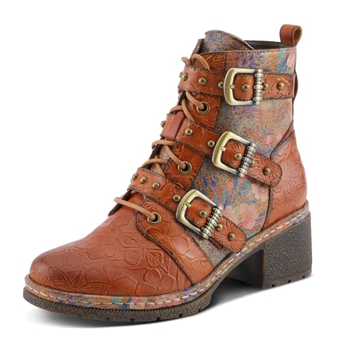Spring Step L'Artiste Moonlit Women's Glamorous Bootie - Contrasting Textures, Floral Embossing, Comfortable Lug Sole