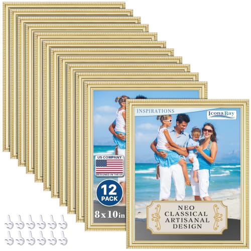 Icona Bay - 8x10 Picture Frames - Gold, 12 Pack - Inspirations Collection