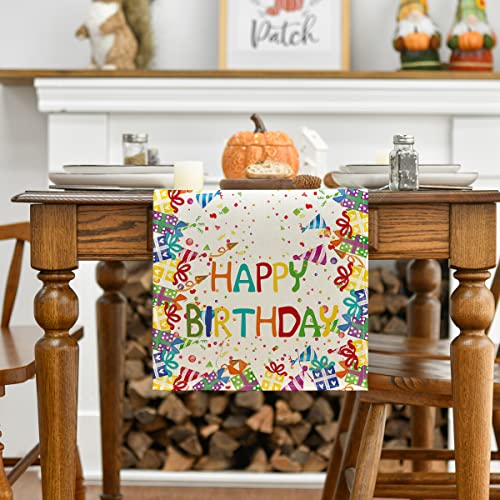 Artoid Mode Happy Birthday Table Runner, Gifts Polka Dot Hats Kitchen Dining Table Decoration For Outdoor Home Party 13X72 Inch #TOP1