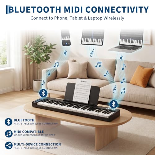 Image of Garvee 61 Folding Piano Keyboard, Portable Digital Piano with Bluetooth