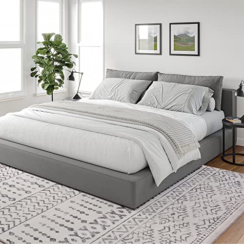 Art&Tuft Area Rug 5X7, Super Soft Ultra-Thin Moroccan Washable, Anti-Slip Backing Rugs For Living Room, Foldable Geometric Machine Washable (5'X7', Ivory) #TOP5