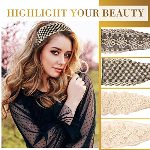 10 Pieces Lace Headbands For Women Elastic Dressy Women Headbands Cute Lace Stretch Headbands Cloth Elegant Headband Women Hair Accessories Headbands Lace Hairbands Wide Headwrap For Girls Teens #TOP2