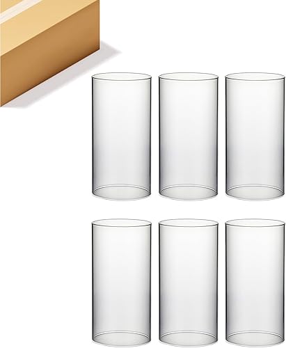 Miniatura 105 de WGVI Funda para portavelas Hurricane, ancho de 6 pulgadas, altura de 10 pulgadas, portavelas cilíndrico de vidrio transparente, tubo de chimenea