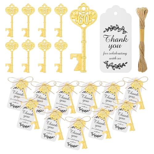 KBDHYY 50Pcs 60th Gold Key Bottle Opener - 60th Birthday