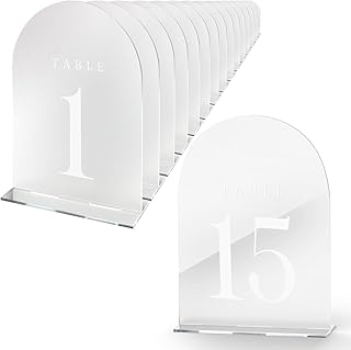 Frosted Arch Table Numbers, Perfect Wedding Decorations for Reception, 10 Pack 5x7" Table Number Holders with Acrylic Sign, Acrylic Wedding Signs Table Numbers 1-10 (10)