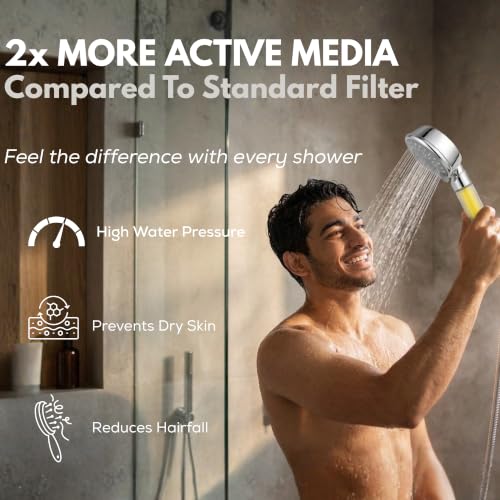 Image of Life Harbor Hand Shower Filter for Hard Water | 15 Stage Purifier | Shower Head Water Softener for Hair Fall, Dry Skin | 2X Active Filtration Media (Hand Shower: 15 Stage + Fragrance Filter)