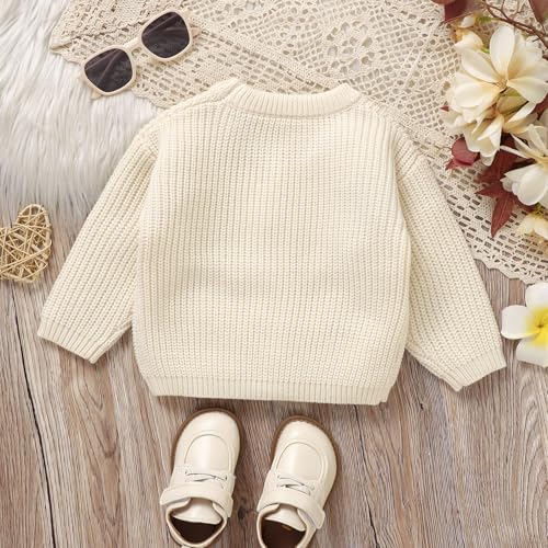 Hadetoto Baby Girl Boy Knit Sweater Blouse Pullover Sweatshirt Warm Crewneck Long Sleeve Tops for Infant Toddler3