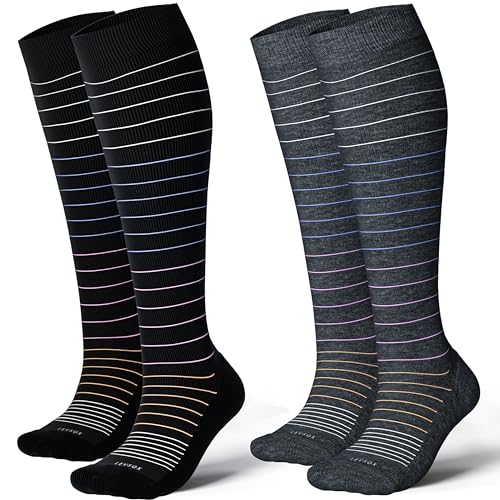 Image of LEVSOX Cotton Compression Socks for Women&Men 20-30mmHg Knee High Cute Support Sock for Nurses Pregnancy Travel