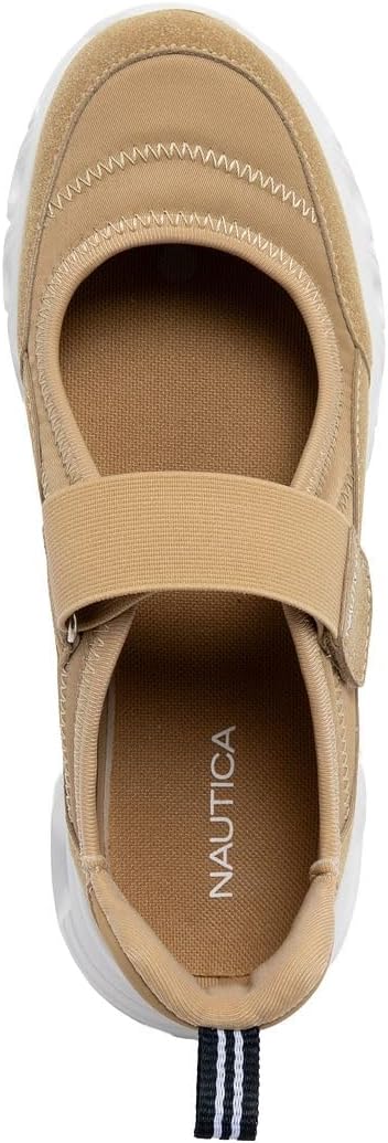 Nautica Women’s Ballet Flat Sneaker, Mary Jane Style Walking Shoe with Athletic Comfort Sole, Everyday Casual Footwear