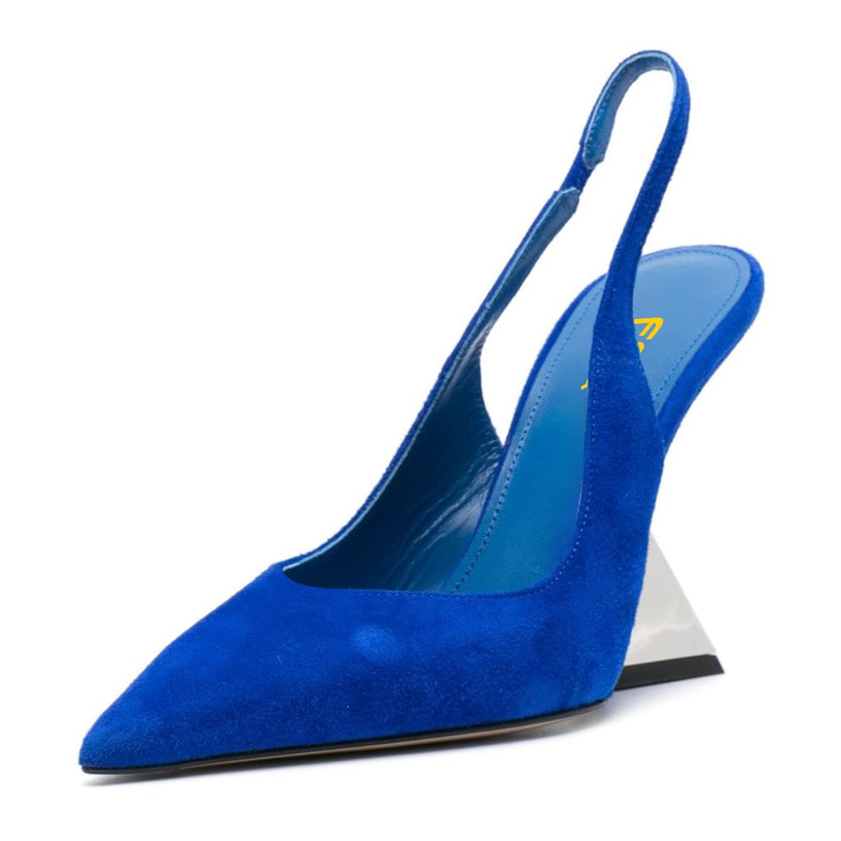 FSJ Women Closed Pointed Toe High Wedge Heel Slingback Pumps Stretch Strap Slip-On Fashion Office Wedding Party Dress Shoes Size 4-16 US