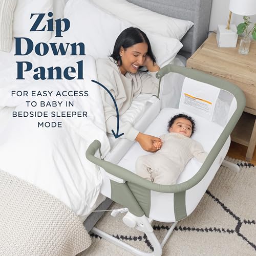 Image of Baby Delight Beside Me Dreamer Bassinet | Bedside Sleeper & Baby Bassinet | 8-Position Height Adjustment | 100% GOTS Certified Organic Cotton Fabric | Organic Sage