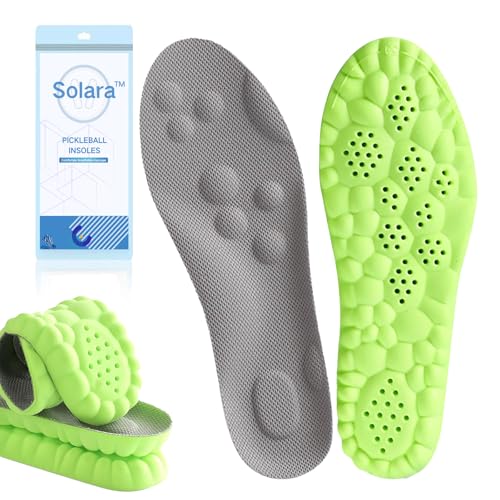 SolaraPickleball Insoles for Men & Women Cushioning Memory Foam Arch Support & Breathable Design for All-Day Comfort Trim to Fit (Men 9 / Women 10.5)