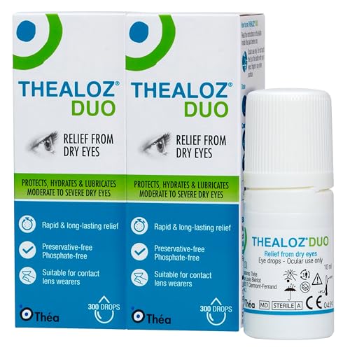 Thealoz Duo Eye Drops | Preservative-Free | Rapid Relief for Dry, Tired, Sore Eyes | Contact Lens Friendly | 2 Pack |10ml (600 Drops)