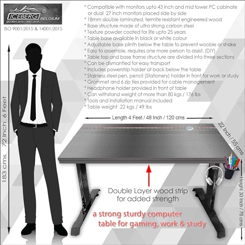 Image of Xtreme PRO Direct Theme Printed Computer Desk for Gaming, Work & Study. Large for PC, Dual Monitors, iMac, and Laptops. Metal & Engineered Wood. Black Stand Desk. 4 Feet-XPB4 (XPB4-ITALIAN Grid)