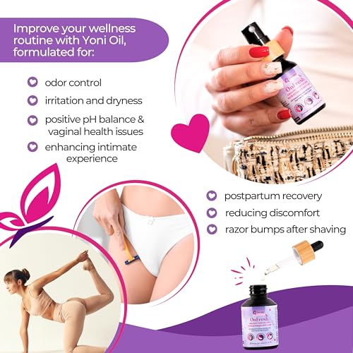 Image of Natural Feminine Yoni Oil for Women PH Balance & Wetness; Herbal Vaginal Moisturizer for Dryness & Sensitive Skin; Soothing Intimate Vulva Essential Oils; Vaginal Oil Drops Against Odor (1 fl oz)