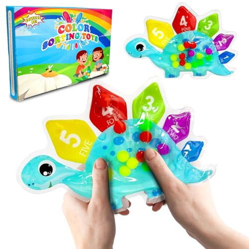 Juvanovo Giocattoli Sensoriali di Ordinamento dei Colori, Gioco Classificazione Colori, Giocattolo Fidget di Dinosauro, Giocattolo Montessori, Giocattolo Antistress, Giochi Sensoriali per Autismo ADHD