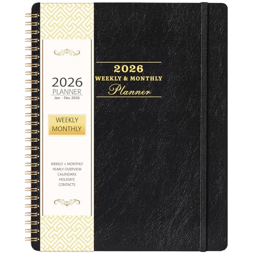 2025 Planner - Planner 2025, JAN 2025 - DEC 2025, 8" x 10", 2025 Weekly Monthly Planner, 2025 Planner Weekly Monthly, Spiral Bound, Black