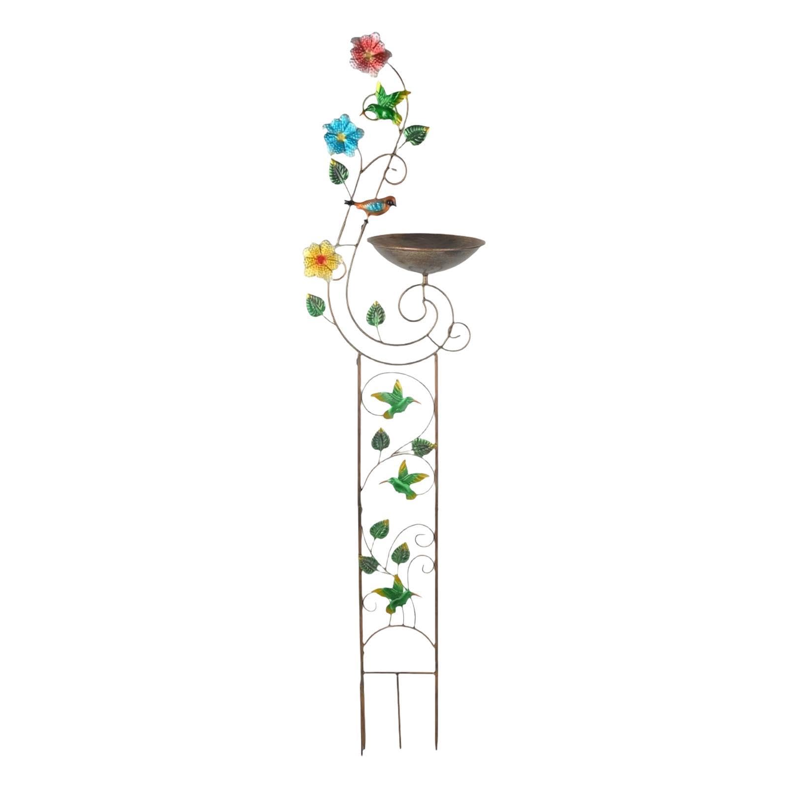 Support pour plantes avec bain d'oiseaux pour attirer les colibris