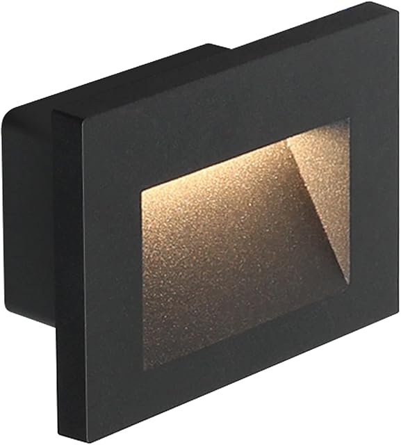 DAWALIGHT Outside Brick Lights LED 3W 3000K Warm White, Outdoor Recessed Wall Lights Dark Grey Mains Powered for Stairs Bathroom Garden Hallway Steps