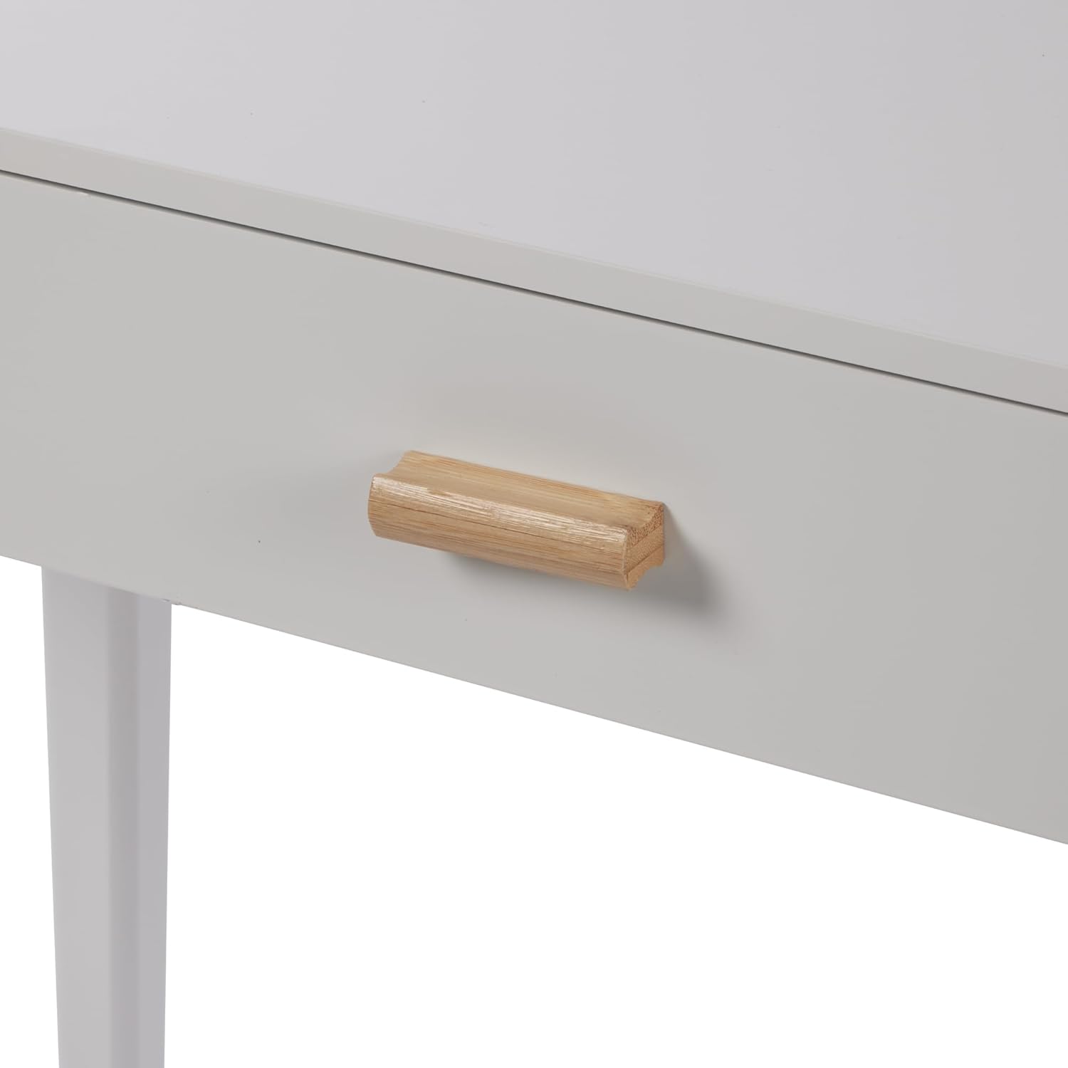 eHemco Euro Console Sofa Table for Entryway with Drawer and Bamboo Legs in White and Dark Oak, Great for Living Room