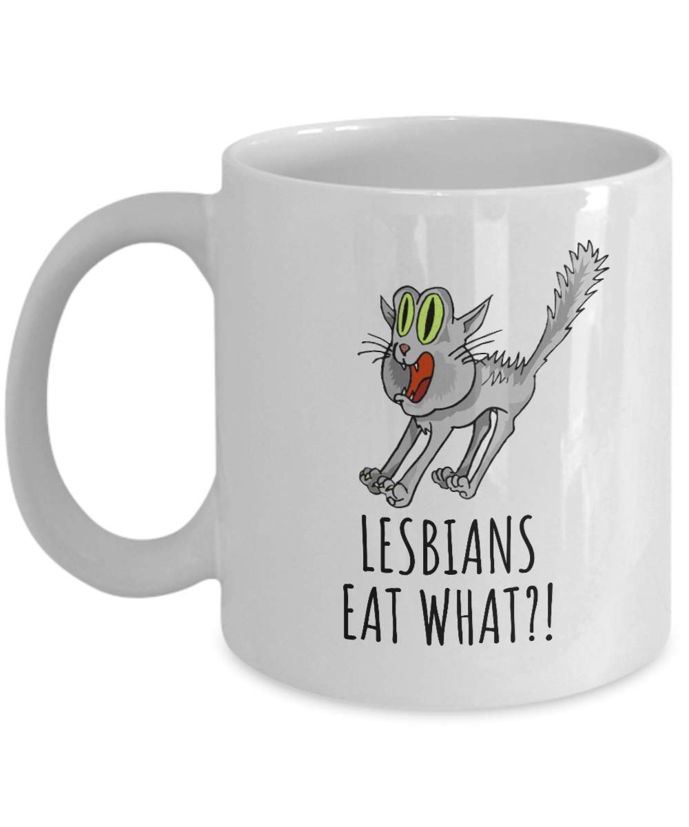 EzGift Lesbians Eat What Mug Funny Gift