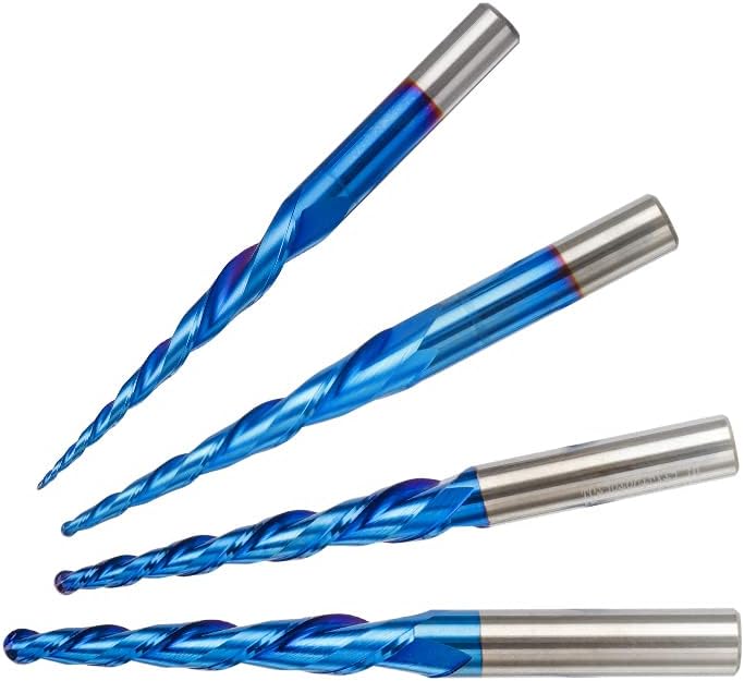 1pcs Ball End Tapered End Mills Router Bits CNC Engrave Carving Bits R0.25-R2.0 Solid Carbide CNC Router Bits HRC65 Nano Blue Coating Metal Wood Engraving Bit(R0.5x20xD6x50)