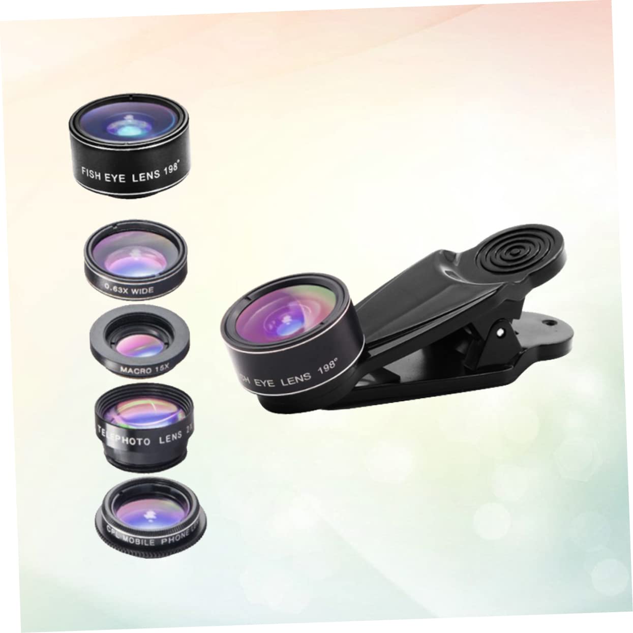 Housoutil Kit De Lentes para Cámara De Teléfono De 3 Piezas 5 En 1: Ojo De Gran Angular Macro Fácil De Instalar