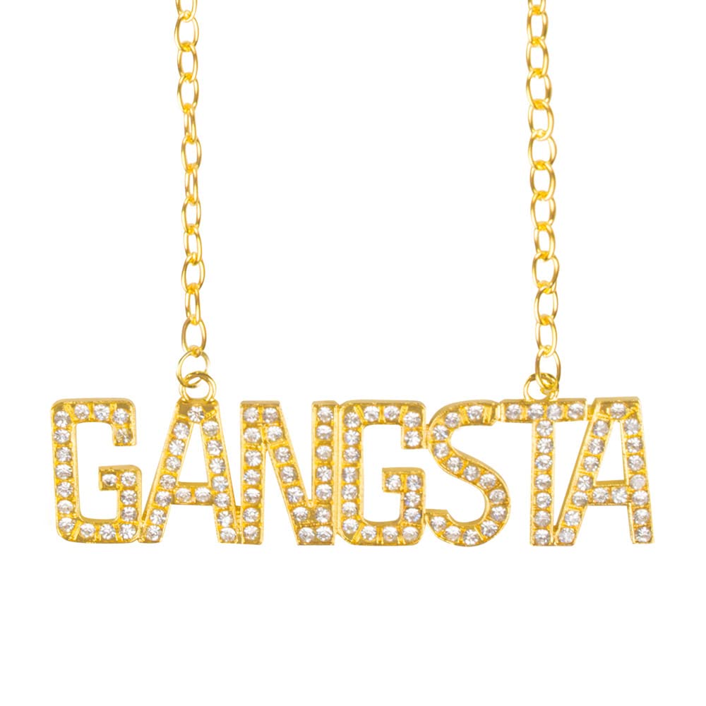 Mega_JumbleSale® Adult Unisex Gold Gangsta Chain Necklace Hip Hop Rapper Jewellery Pimp Gangster Big Daddy Mafia Fancy Dress Accessory