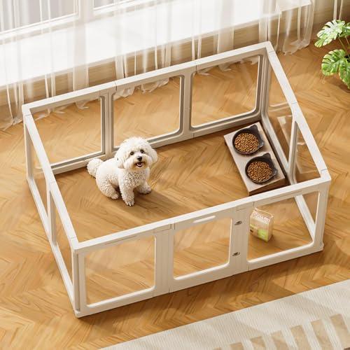 Jalove Acrylic Dog Playpen Indoor 24 Easy Assemble Clear Pet Play Pen