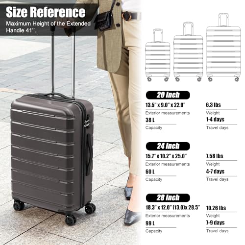 Coolife Luggage Suitcase Carry-On Spinner Tsa Lock Usb Port Expandable thumb #6