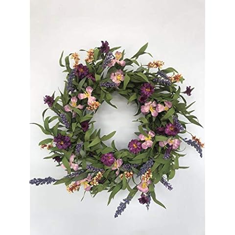 NeoL'artes 20”Artificial Floral Wreath Colorful Spring and Summer Wreath Flower Wreath for Home Decor and Festival Celebration Cover