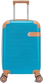 Mala de Viagem de Bordo Nice 10kg Rígida ABS Padrão ANAC com 4 Rodas duplas 360º e Trava de segredo numérico, divisória interna com zíper e elástico de fixação, Azul Turquesa, Santino - ABEV407P15